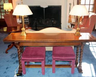 Oak Retractable Sofa Table