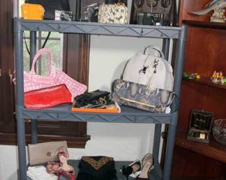 Handbags: Darby Scott Ostrich Handbag, Giorgio Corsini, Hammitt Clutch, Kotur Clutch, Brahmin Bag, Namaste Bag, Prada Clutch