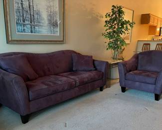 Purple Rain Faux Sued Soft Sofa  Accent Chair Set Made In USA