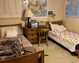Pair of Twin A. Brandt Beds Cactus Detailing