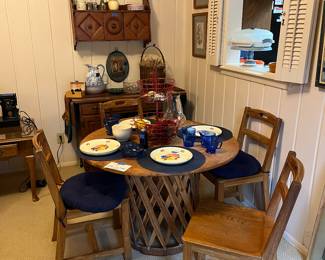Leather Top Equipale Table & Chairs