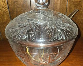 Crystal Punch Bowl with Lid