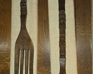 African Oversized Wall Fork and Spoon Decor