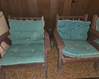 4 Wooden Patio Chairs - They used them in the Gameroom