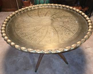 Awesone Korean Brass Cocktail Table with Wooden Base