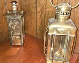 Brass Decanter and Candle Holder