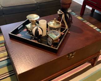 Square “leather” style coffee table with storage