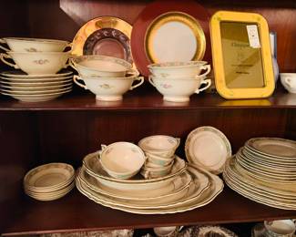 unused Syracuse Federal china in the Raleigh pattern.. Includes cream soup bowls