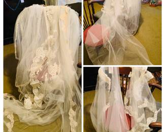 Seven new with tags designer vintage wedding veils. Floor length and finger tip length. There’s a story here 