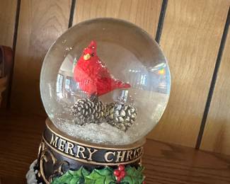 Cardinal, merry Christmas snow globe