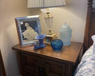 Other Broyhill nightstand and crystal and brass lamp