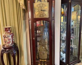 Mahogany Howard Miler lighted grandfather clock