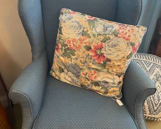 One of a pair of Chippendale wingbacks