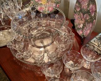 Candlewick punch bowl with Heisey “Rose “stems