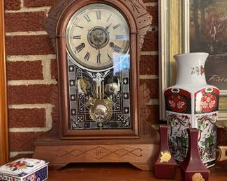 Eastlake walnut shelf clock