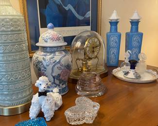View of top of French chest of drawers