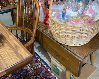 Nice drop leaf table and more Barbies