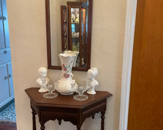 1900’s Walnut Jacobean style table and mirror