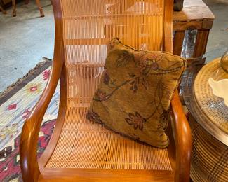 Wonderful teak and rattan armchair