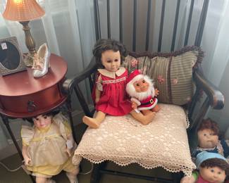 Hitchcock rocker with vintage dolls