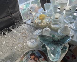 Boopie glassware and a milk glass collection