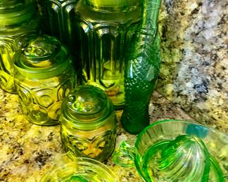 Emerald green glass containers