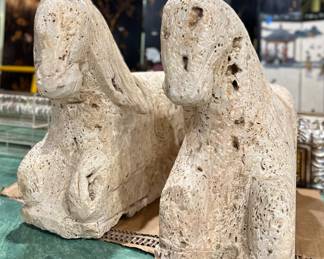 hand carved wooden horse statues