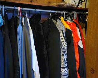 Lots of nice clothing including vintage camp shirts and vintage band t-shirts