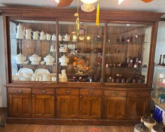 Large vintage commercial oak display case.