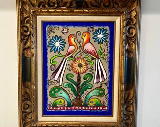 Lots of indigenous art—Mexico, Africa, Spain 
This one prettily framed $150