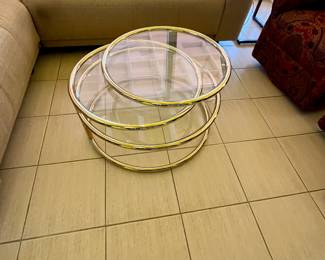 Nice gold tone metal and glass table