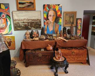 Lots of African and Mexican art and collectibles