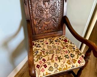 Wool crewel upholstery in mint condition