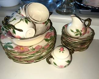 Vintage Franciscan Desert Rose Dishes Teacups, Creamer, Sugar Dish and Dessert Bowls