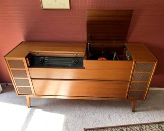 Vintage Teak Saba Record Player Radio Console