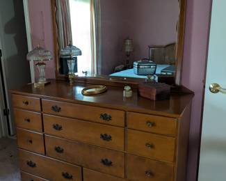 Vintage Ethan Allen Dresser and Mirror Excellent Condition