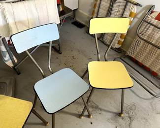 Vintage Blue or Yellow Formica Chairs (some light damage but repairable)