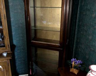 Lovely Lighted Curio Cabinet with Glass Shelves