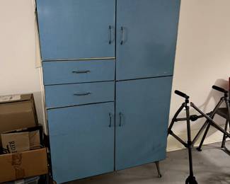 Vintage European Cabinet Retro Formica Blue