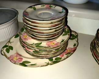 Vintage Franciscan Desert Rose Dishes Salad Plates and Saucers with Serving Platter
