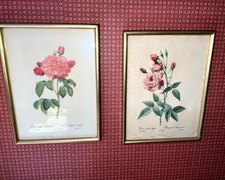 Vintage Floral Prints French (Some Water Damage)