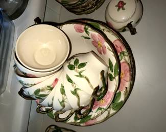 Vintage Franciscan Desert Rose Dishes Teacups, Serving Bowl and Dinner Plates