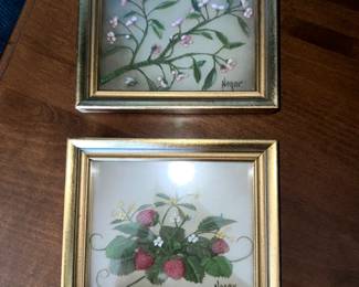 Vintage Nogar Paintings in Heavy Glass