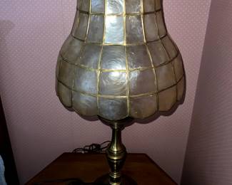 Second Vintage Capiz Shell Lamp Bell Shaped