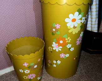 Vintage Clothes Hamper and matching Trash Bin Ransburg MCM