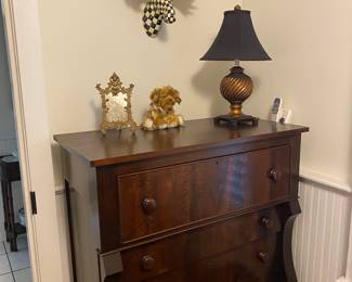 #57 - $100 McKenzie Childs Gold swirl design lamp 14"Wx21"H