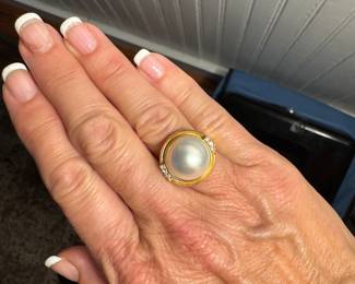 $325 - Moby pearl on 14kt gold setting 