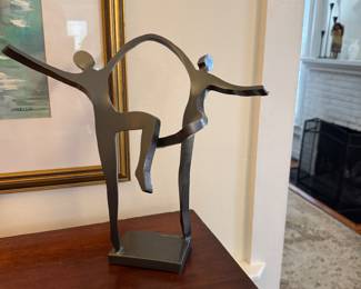 #30 - $80 -Boris Kramer Sculpture "Joyous Dancers" wrought iron 13"Wx9"Dx13"H