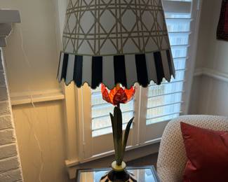 #4 - $250 - MacKenzie Childs Lamp 16"Wx30"H with stripe shade6