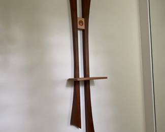 #69 - $50 MCM style Wood Wall Art 5"Wx35"H signed 